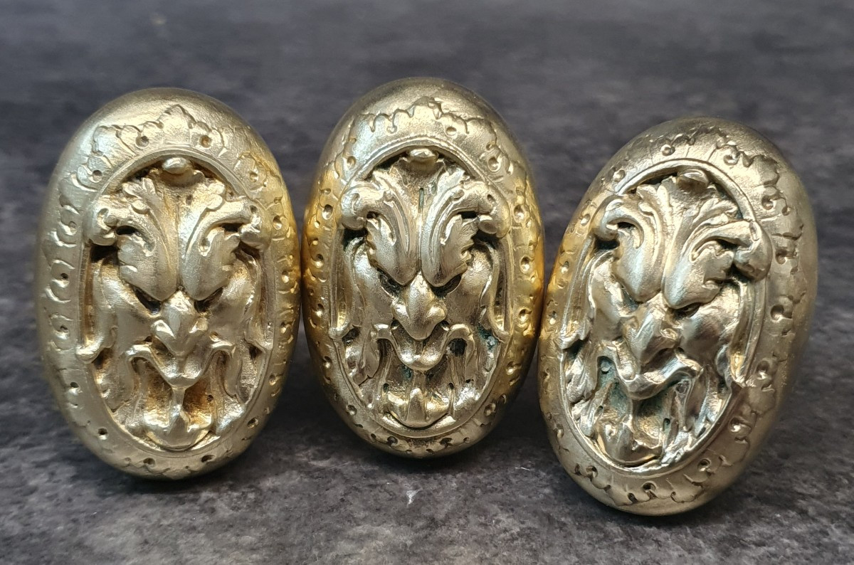 3 Solid Bronze Lion-head Door Handles