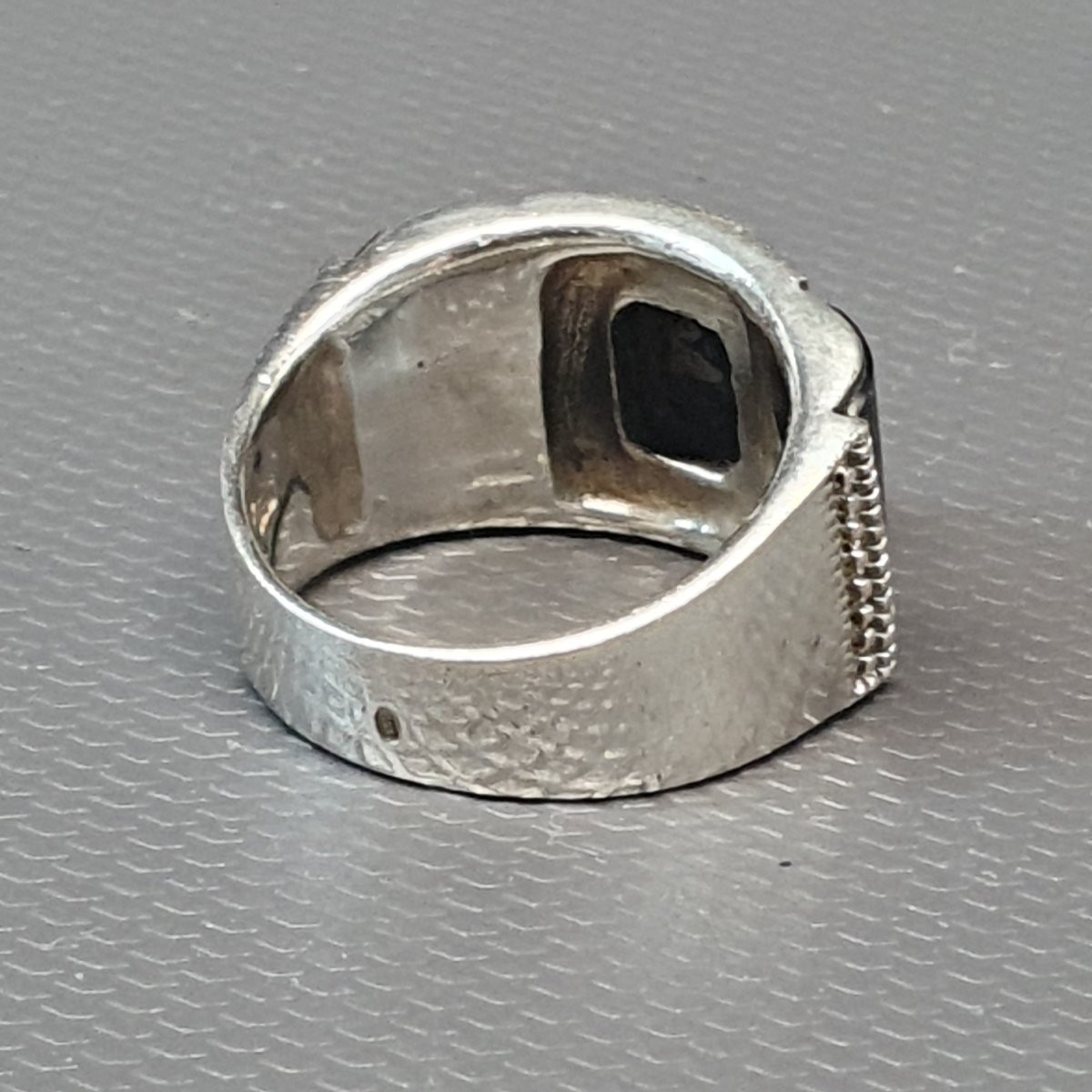 Grosse bague argent onyx noir art déco-photo-3