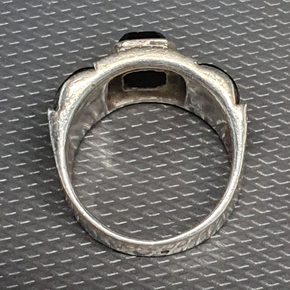 Grosse bague argent onyx noir art déco-photo-4
