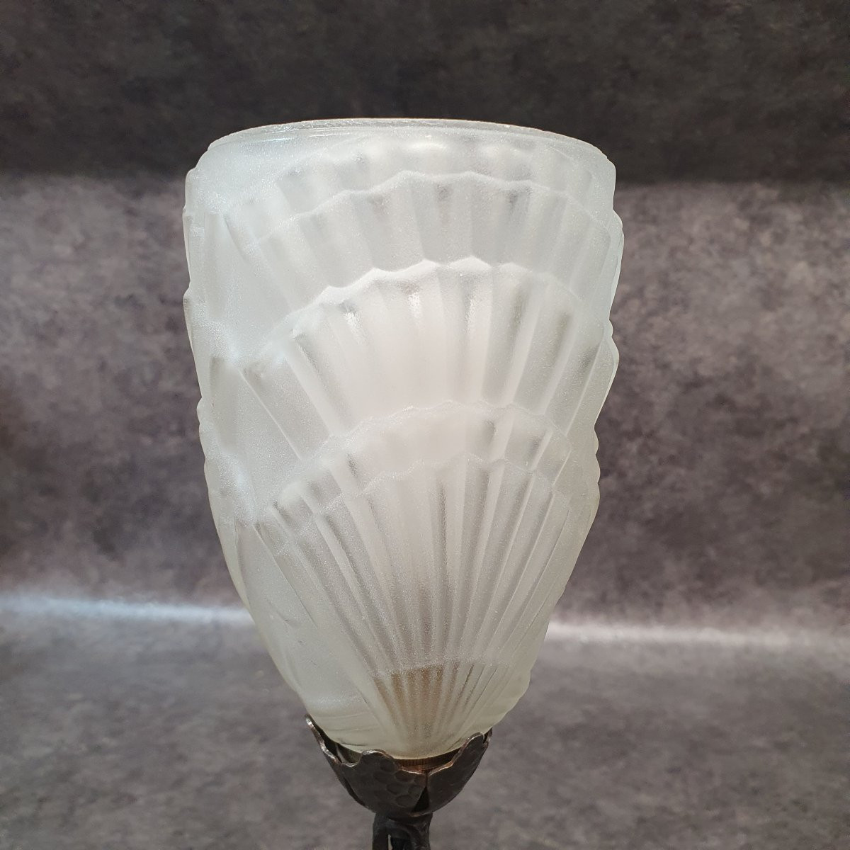lampe art nouveau en fer forgé feuille de ginkgo-photo-3