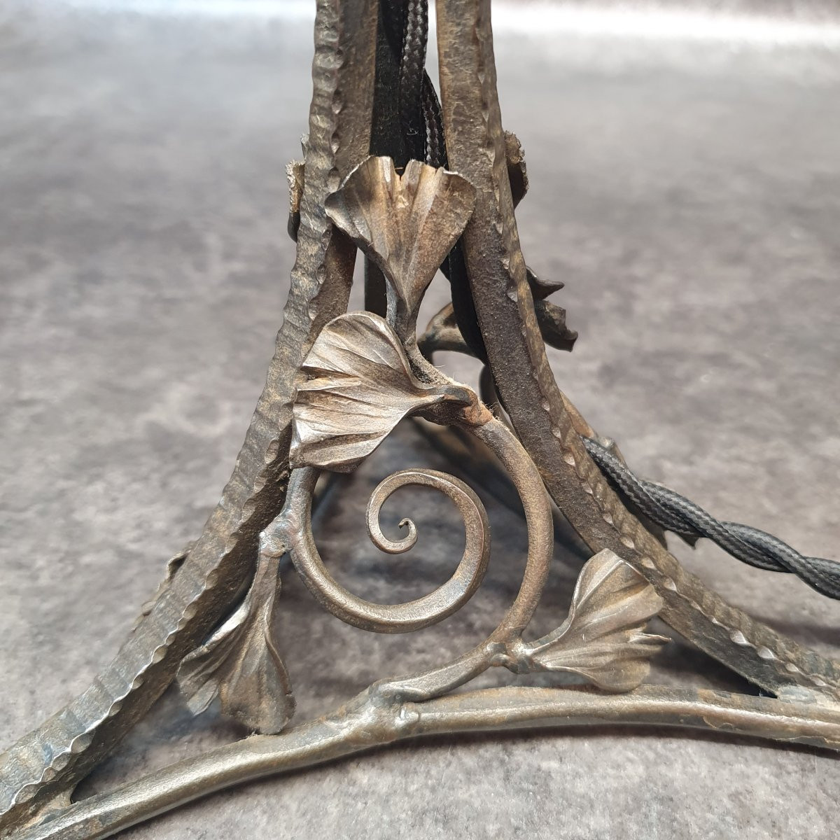 lampe art nouveau en fer forgé feuille de ginkgo-photo-5