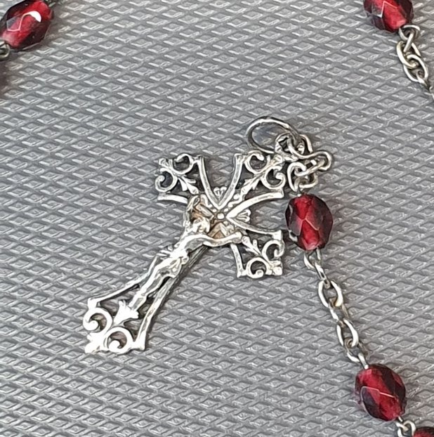 Sterling Silver And Garnet Rosary-photo-3