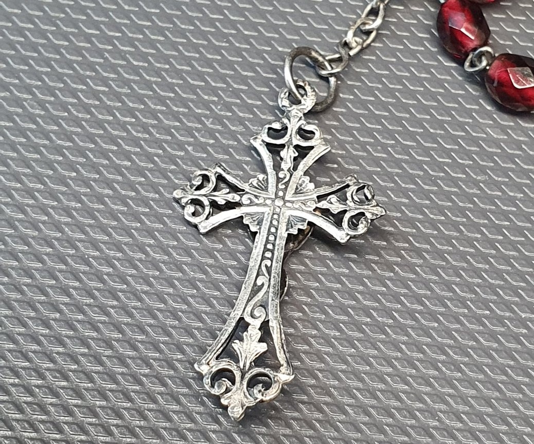 Sterling Silver And Garnet Rosary-photo-4