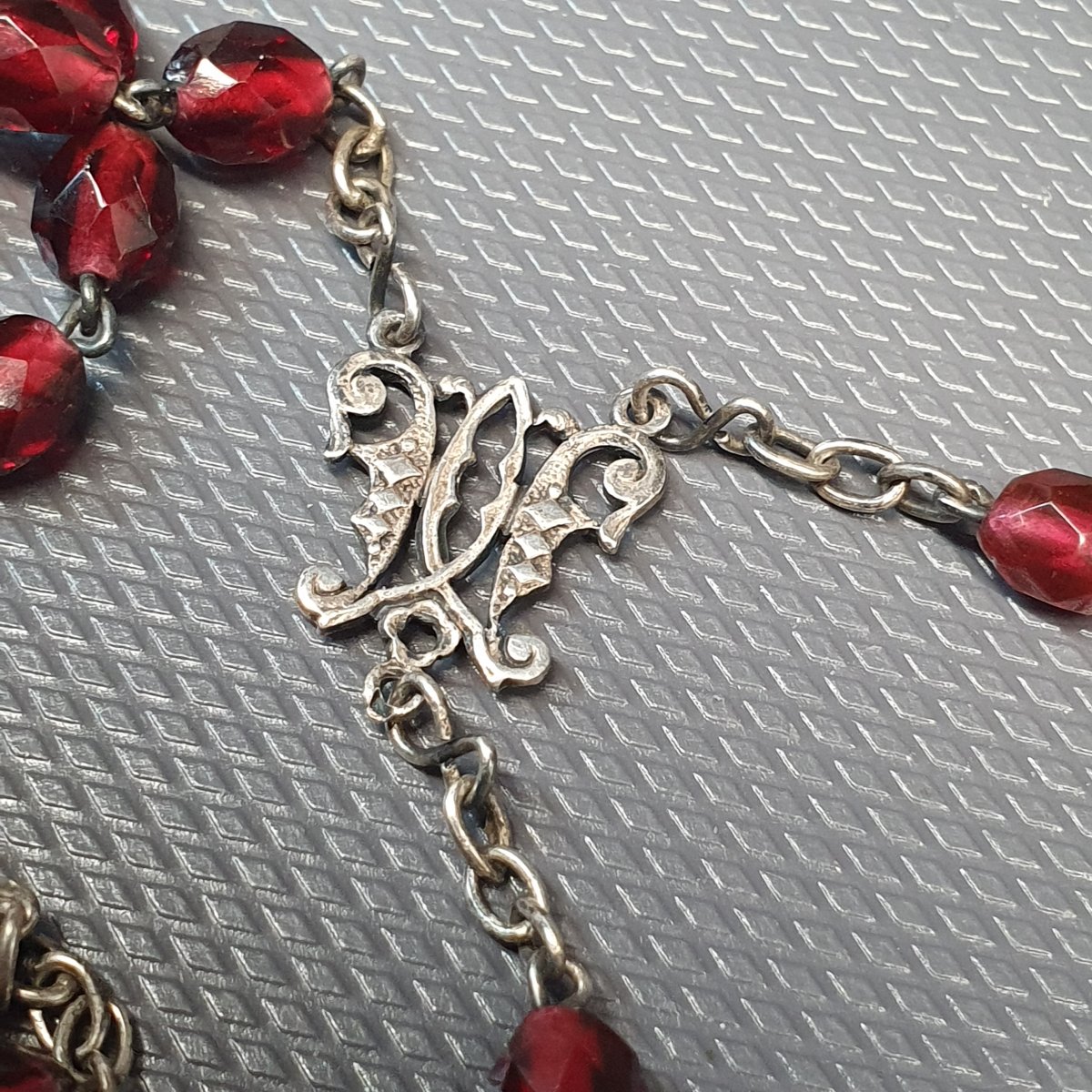 Sterling Silver And Garnet Rosary-photo-2