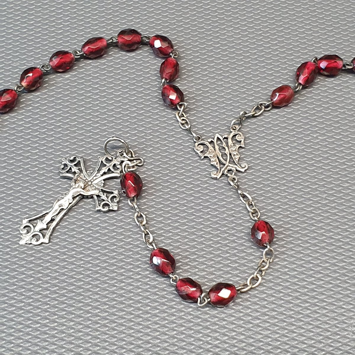 Sterling Silver And Garnet Rosary