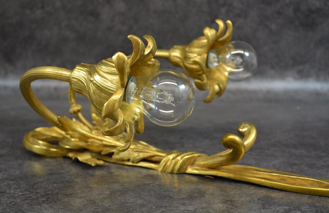 Pair Of Gold-plated Bronze Wall Sconces