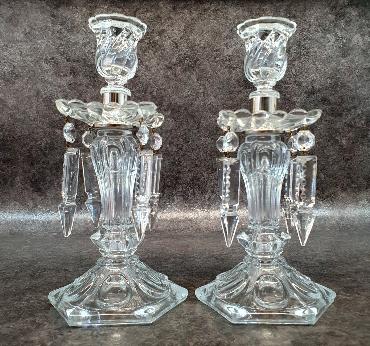 Paire De Bougeoir En Cristal-photo-4