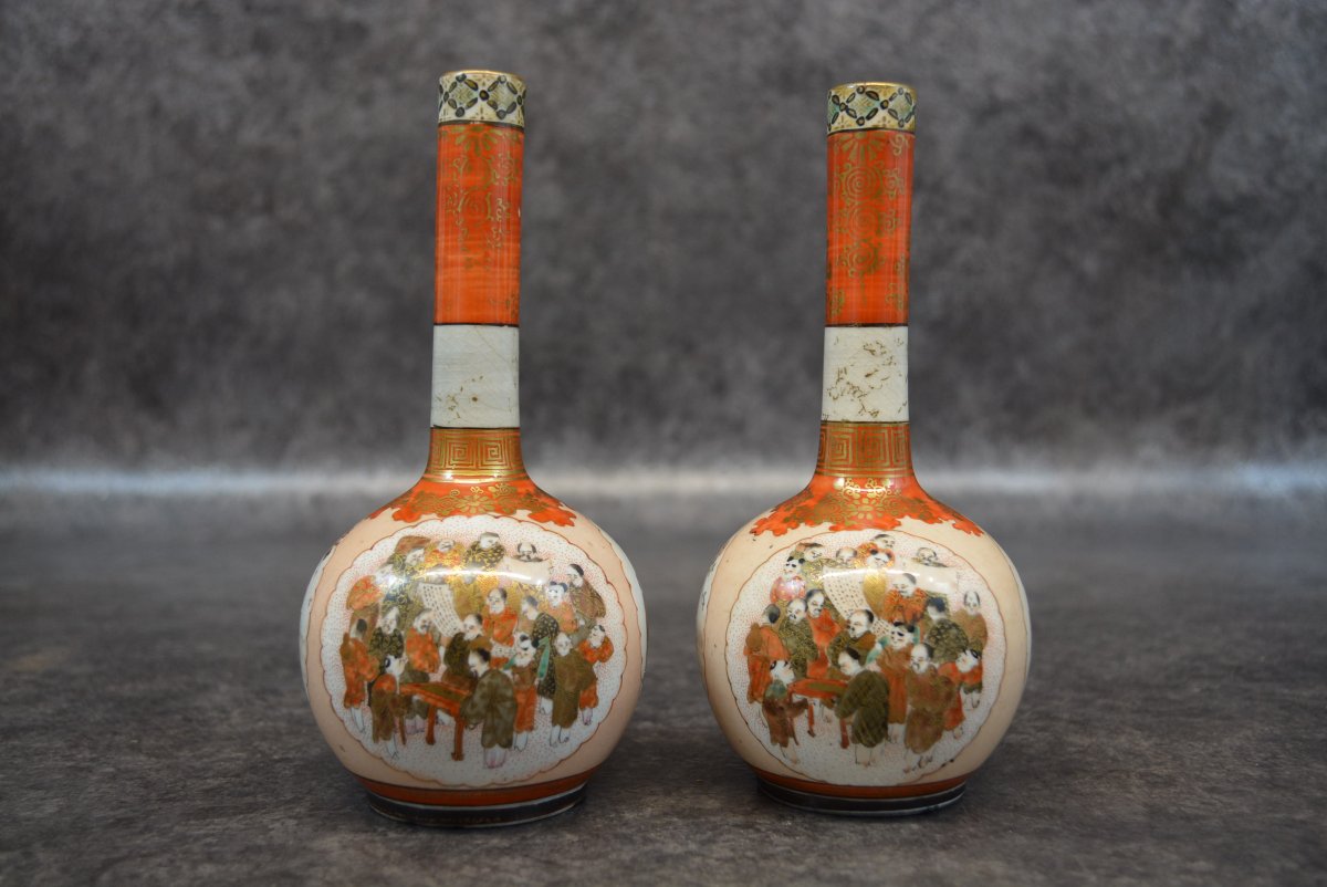 Paire De Vase Ancien En Porcelaine De Satsuma Japon - Chine-photo-2