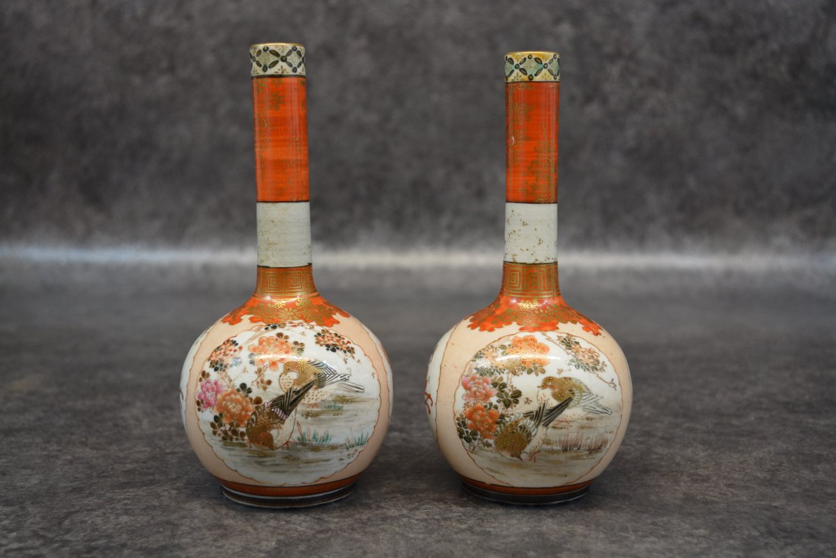 Paire De Vase Ancien En Porcelaine De Satsuma Japon - Chine-photo-3
