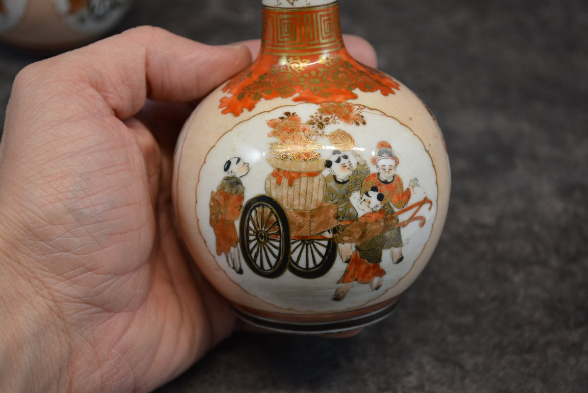 Paire De Vase Ancien En Porcelaine De Satsuma Japon - Chine-photo-4