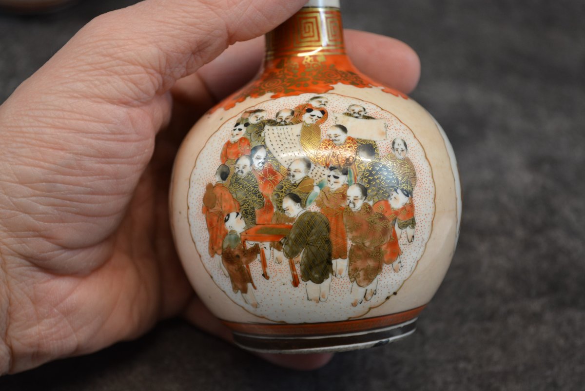 Paire De Vase Ancien En Porcelaine De Satsuma Japon - Chine-photo-5