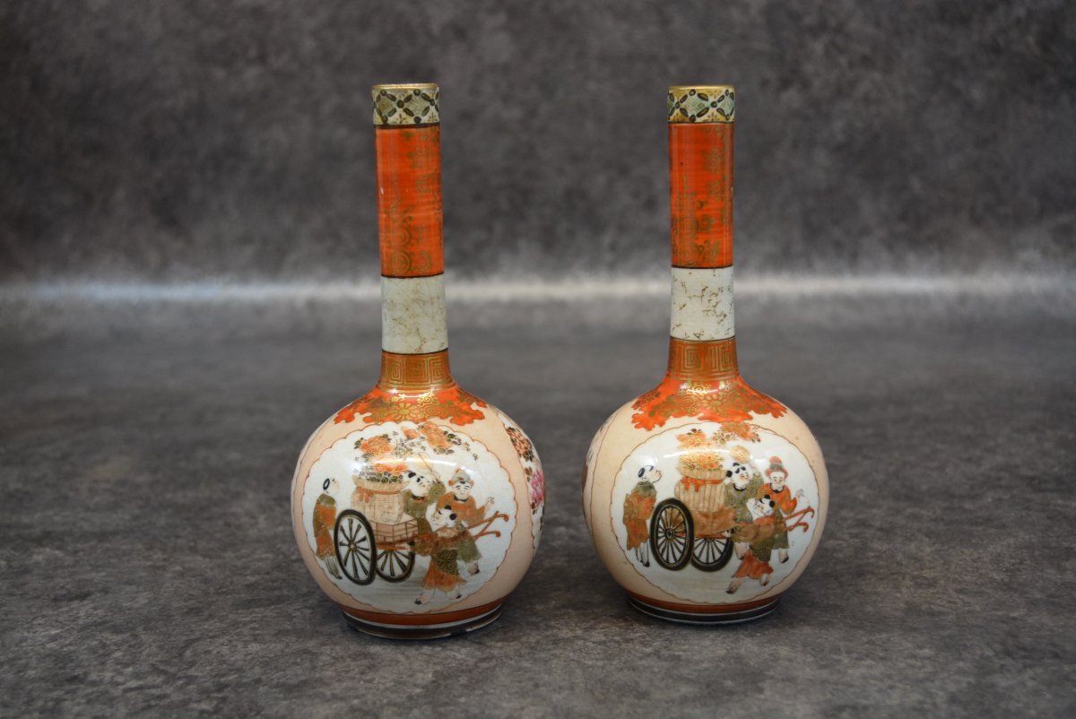 Paire De Vase Ancien En Porcelaine De Satsuma Japon - Chine
