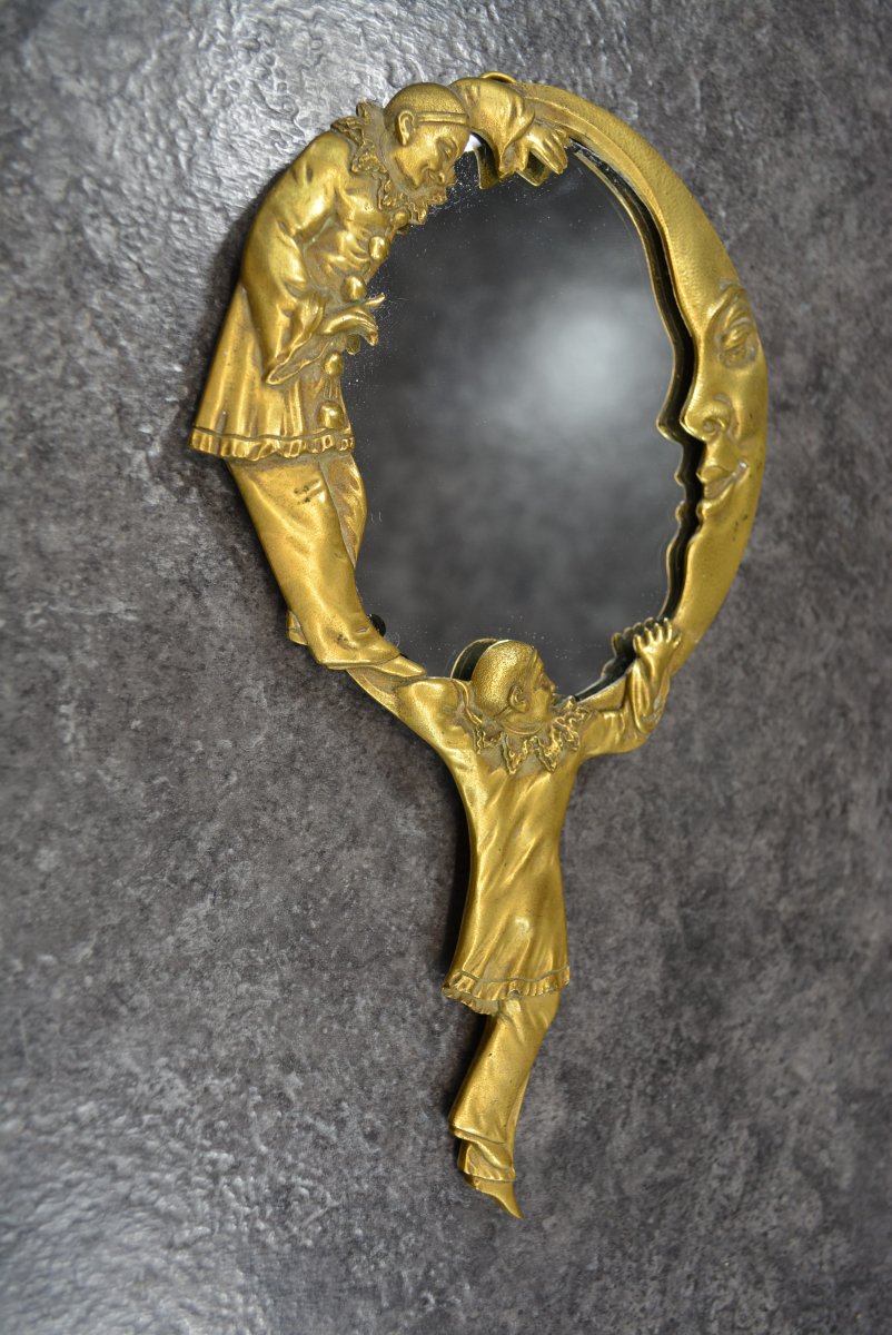 Face à Main Bronze à Décor De Pierrot-photo-1