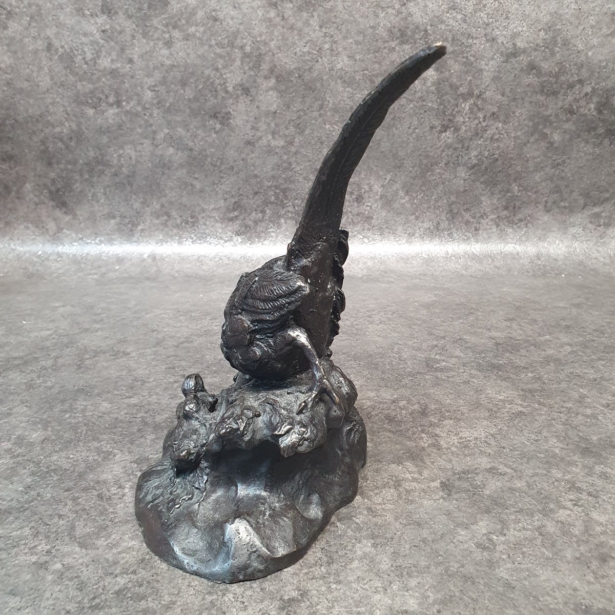 Bronze Sculpture Of A Pheasant And Her Chicks-photo-4