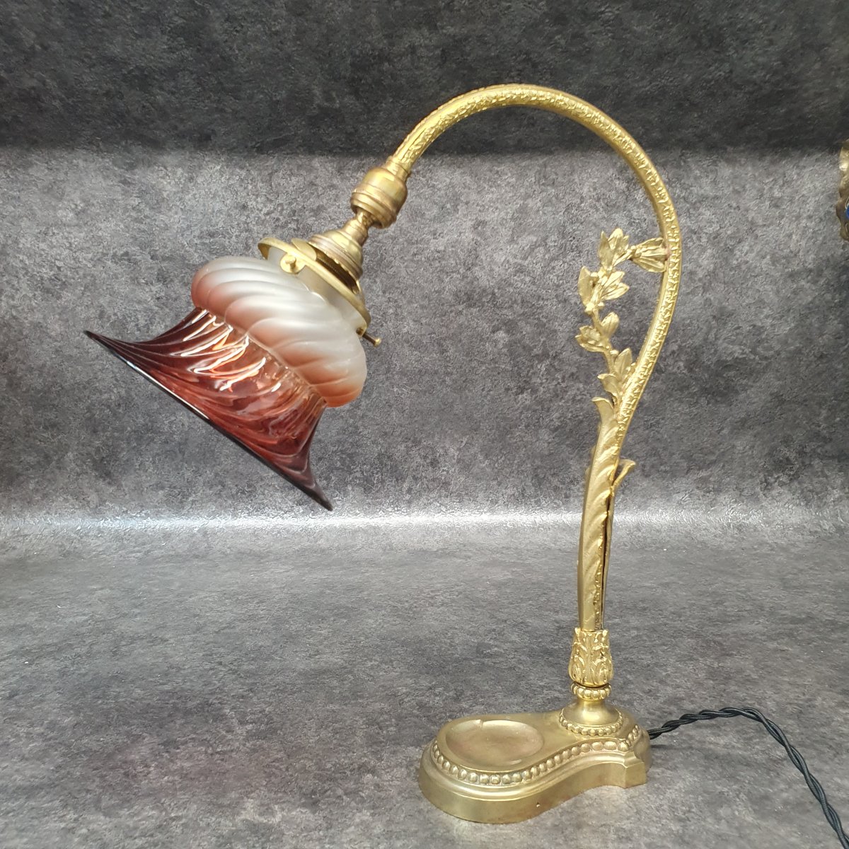 lampe bronze dorée et tulipe Baccarat-photo-2