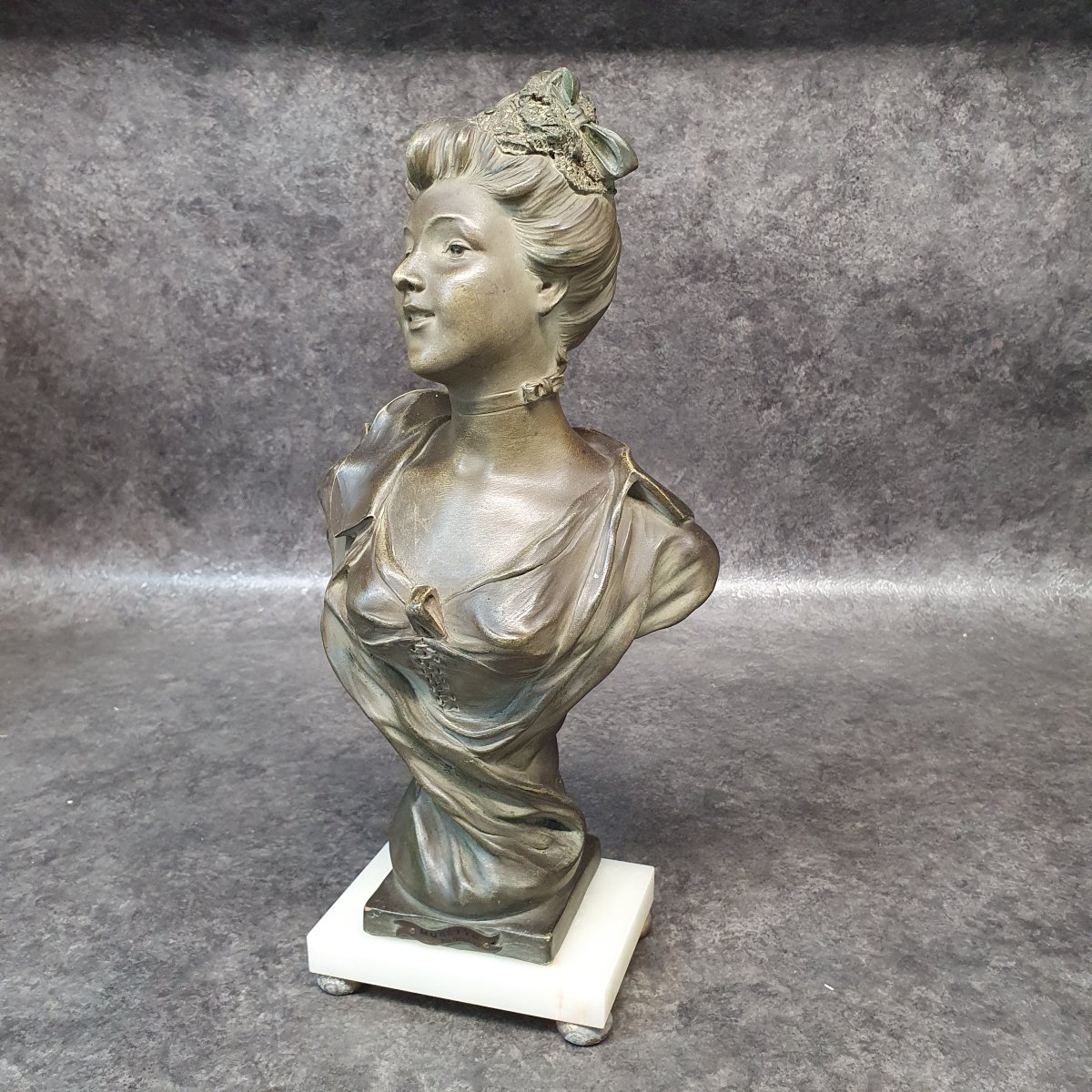 Art Nouveau Terracotta Bust Signed By Caudray-photo-3