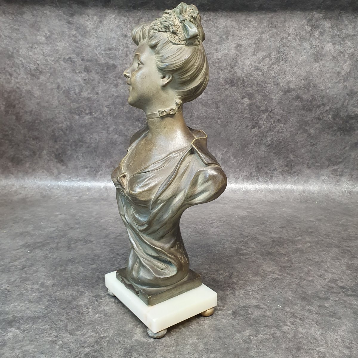 Art Nouveau Terracotta Bust Signed By Caudray-photo-4