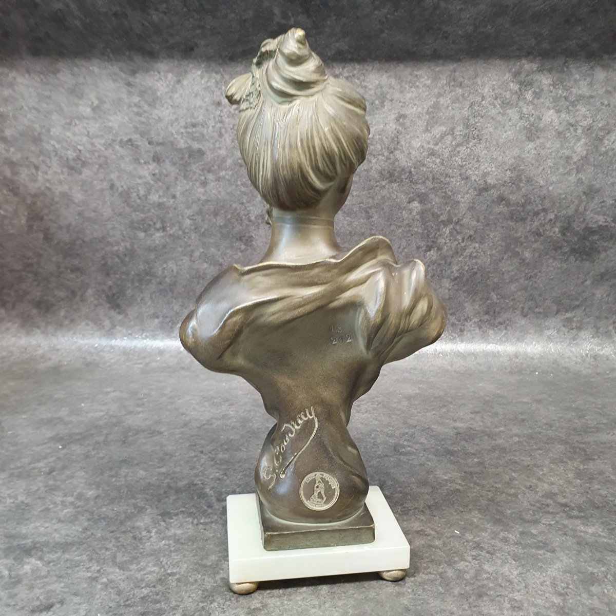 Art Nouveau Terracotta Bust Signed By Caudray-photo-3