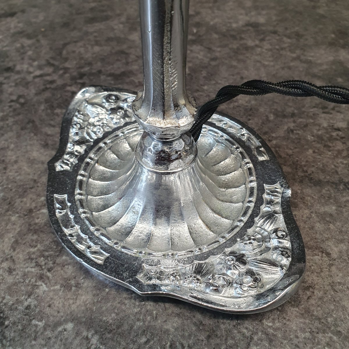 Art Deco Nickel-plated Bronze Lamp -photo-2