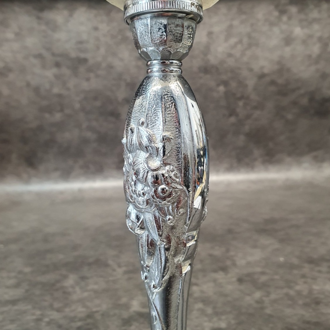 Art Deco Nickel-plated Bronze Lamp -photo-3