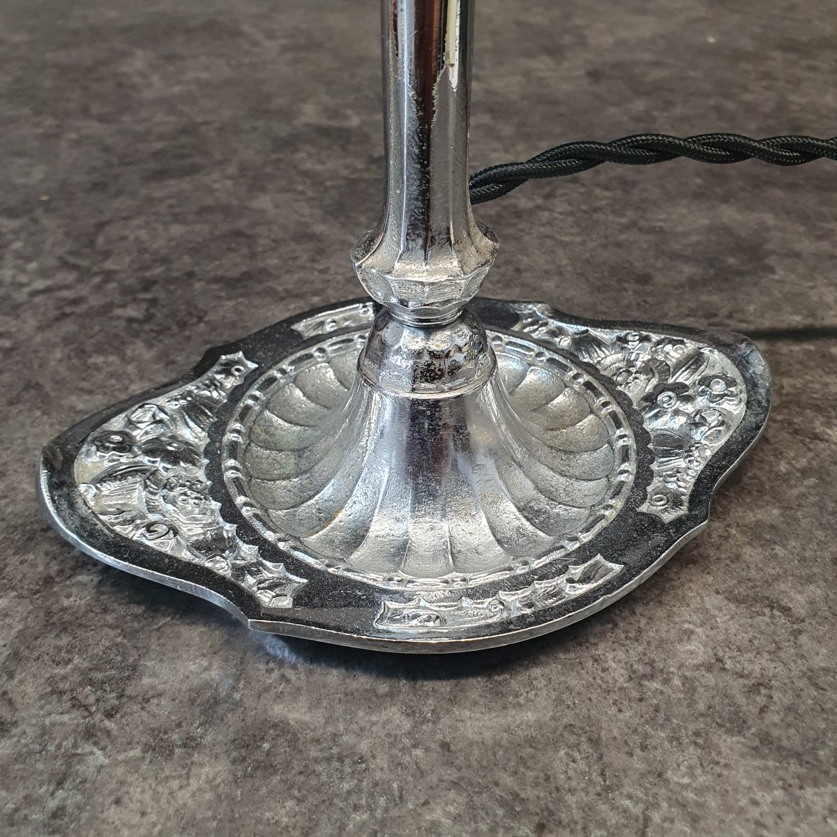 Art Deco Nickel-plated Bronze Lamp -photo-5