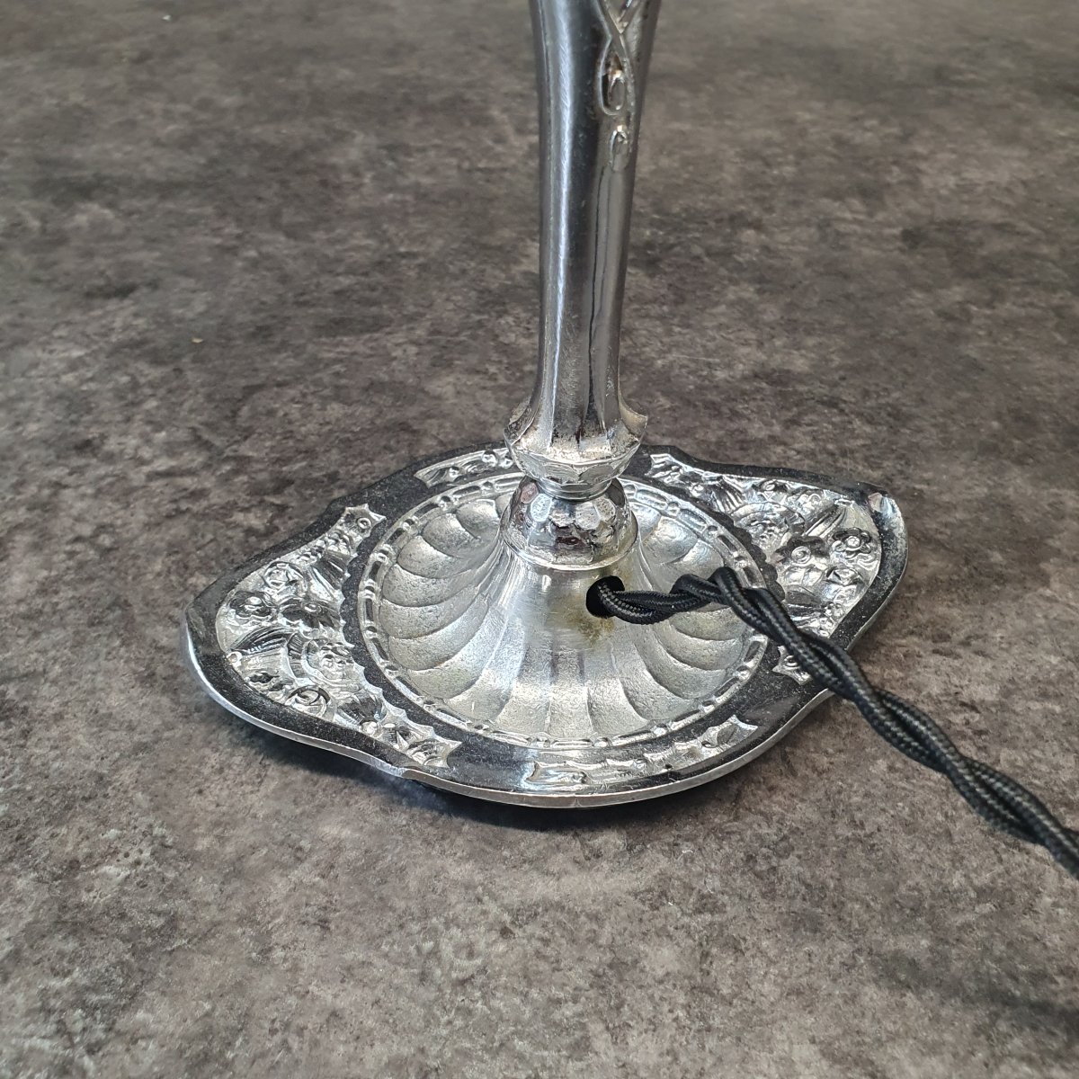 Art Deco Nickel-plated Bronze Lamp -photo-6