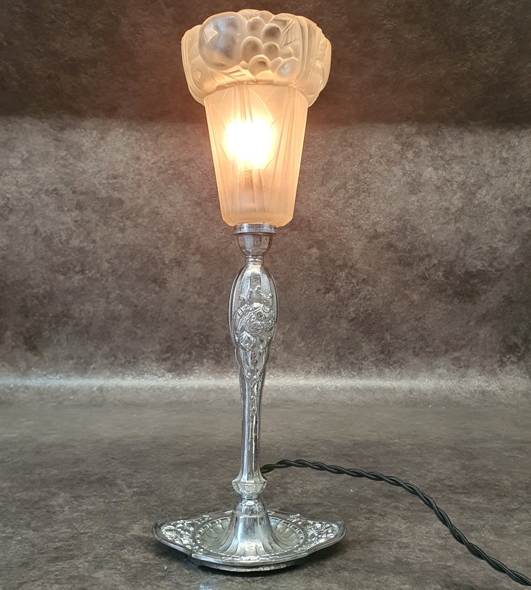Art Deco Nickel-plated Bronze Lamp 