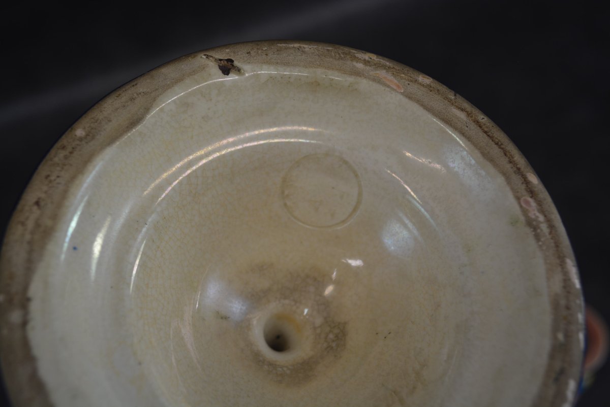 Pair Of Longwy Enamel Candleholders-photo-4