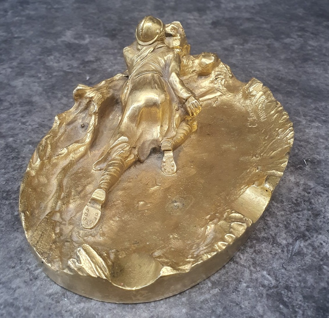 bronze doré signé E HERZIC scène militaire 1ere guerre-photo-4