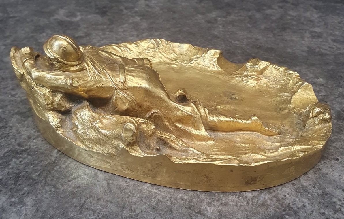 bronze doré signé E HERZIC scène militaire 1ere guerre-photo-1