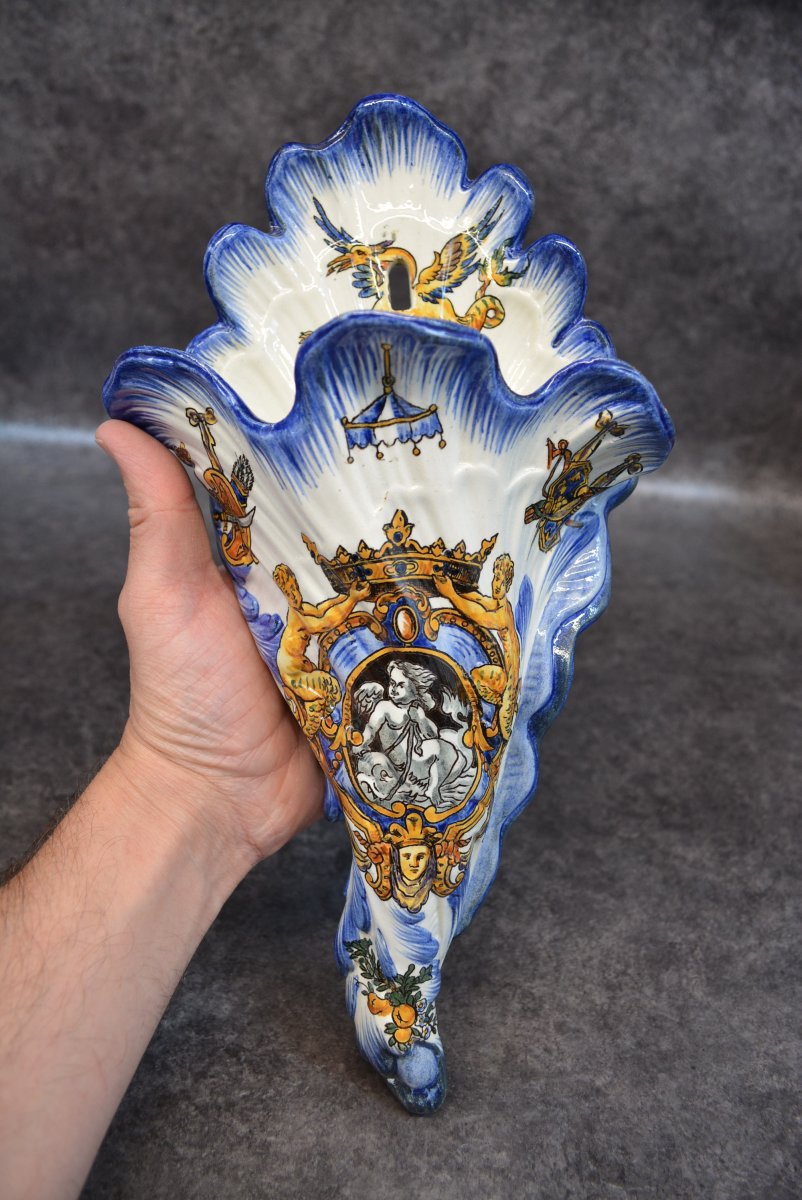 Large Gien Bouquet Vase, 19th-century Renaissance Decor-photo-4