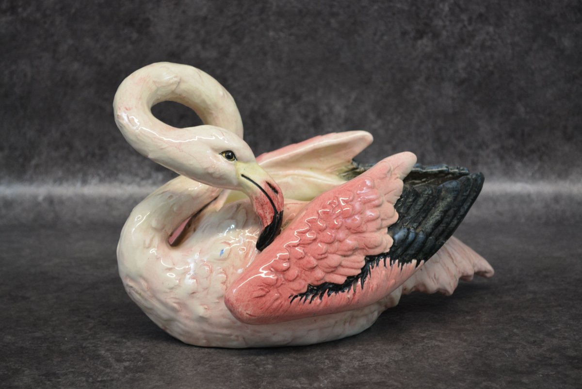 Jardinière En Barbotine Flamand Rose De Delphin Massier-photo-2