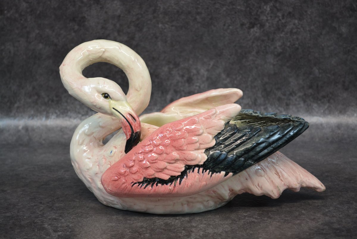 Jardinière En Barbotine Flamand Rose De Delphin Massier