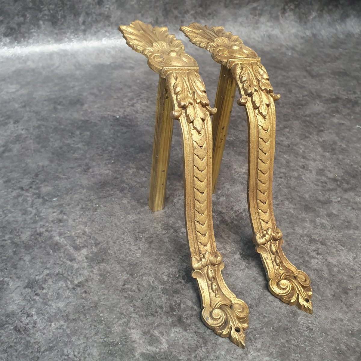 Pair Of Bronze Curtain Rod Brackets-photo-2