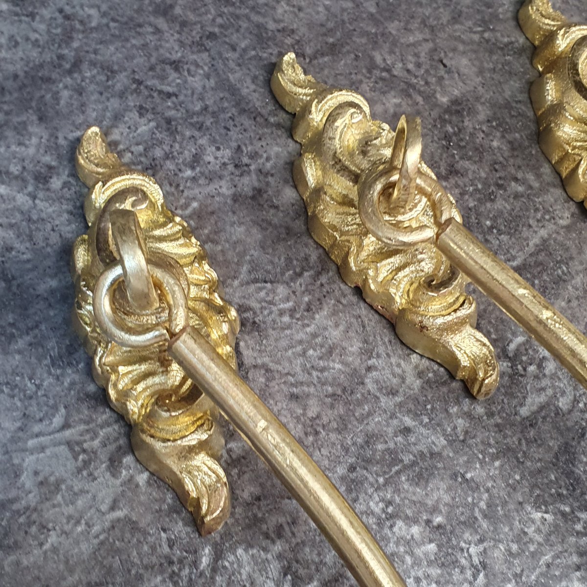 Set Of 6 Gold-plated Bronze Curtain Tiebacks -photo-1