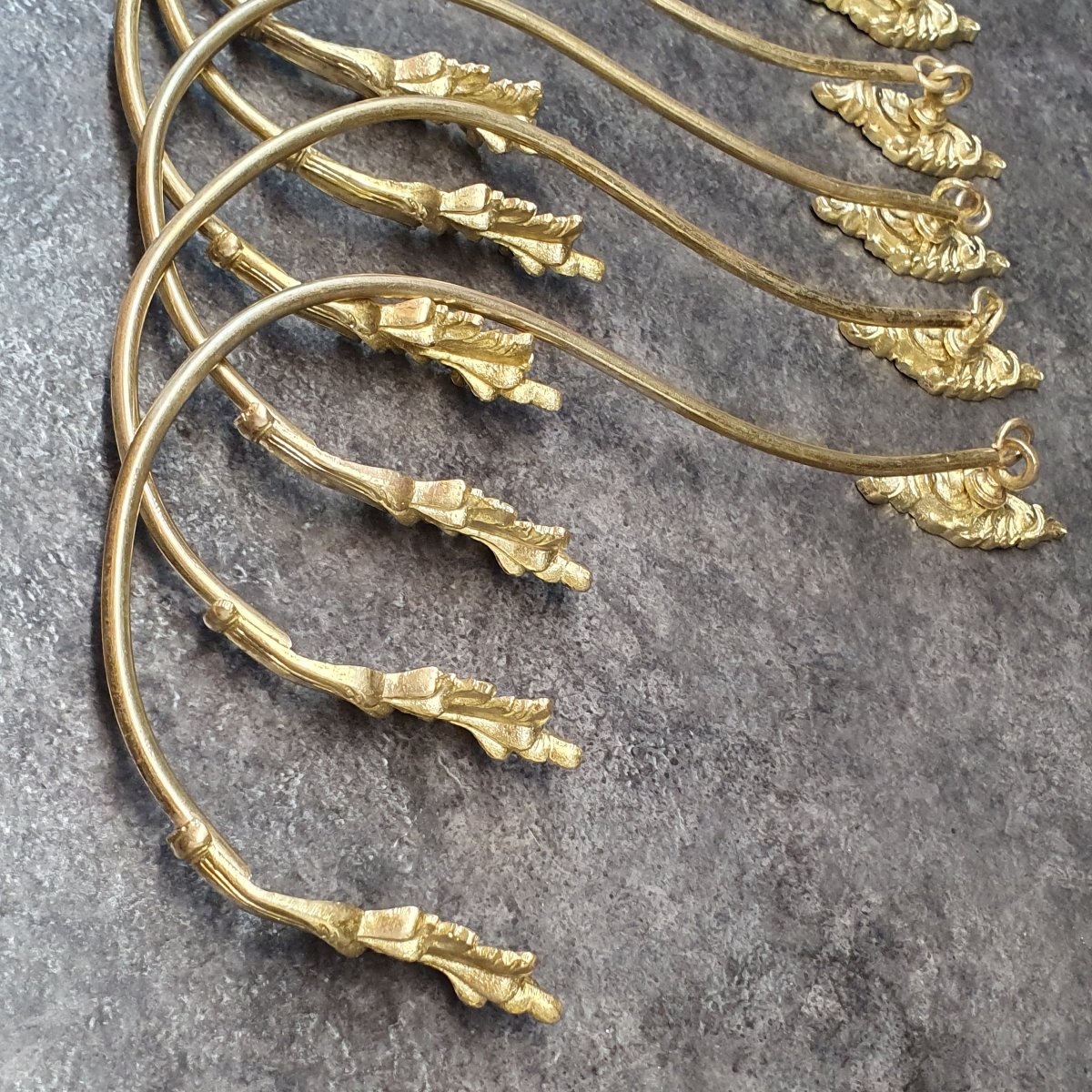 Set Of 6 Gold-plated Bronze Curtain Tiebacks -photo-2