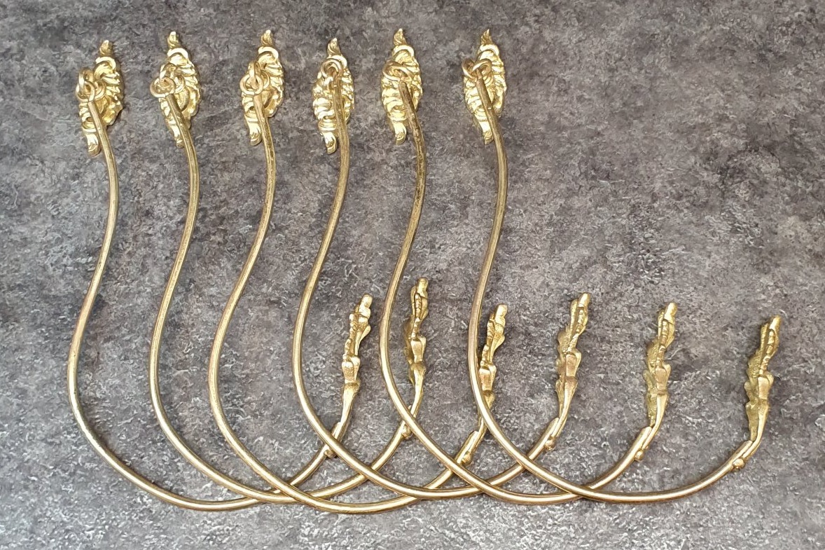 Set Of 6 Gold-plated Bronze Curtain Tiebacks 
