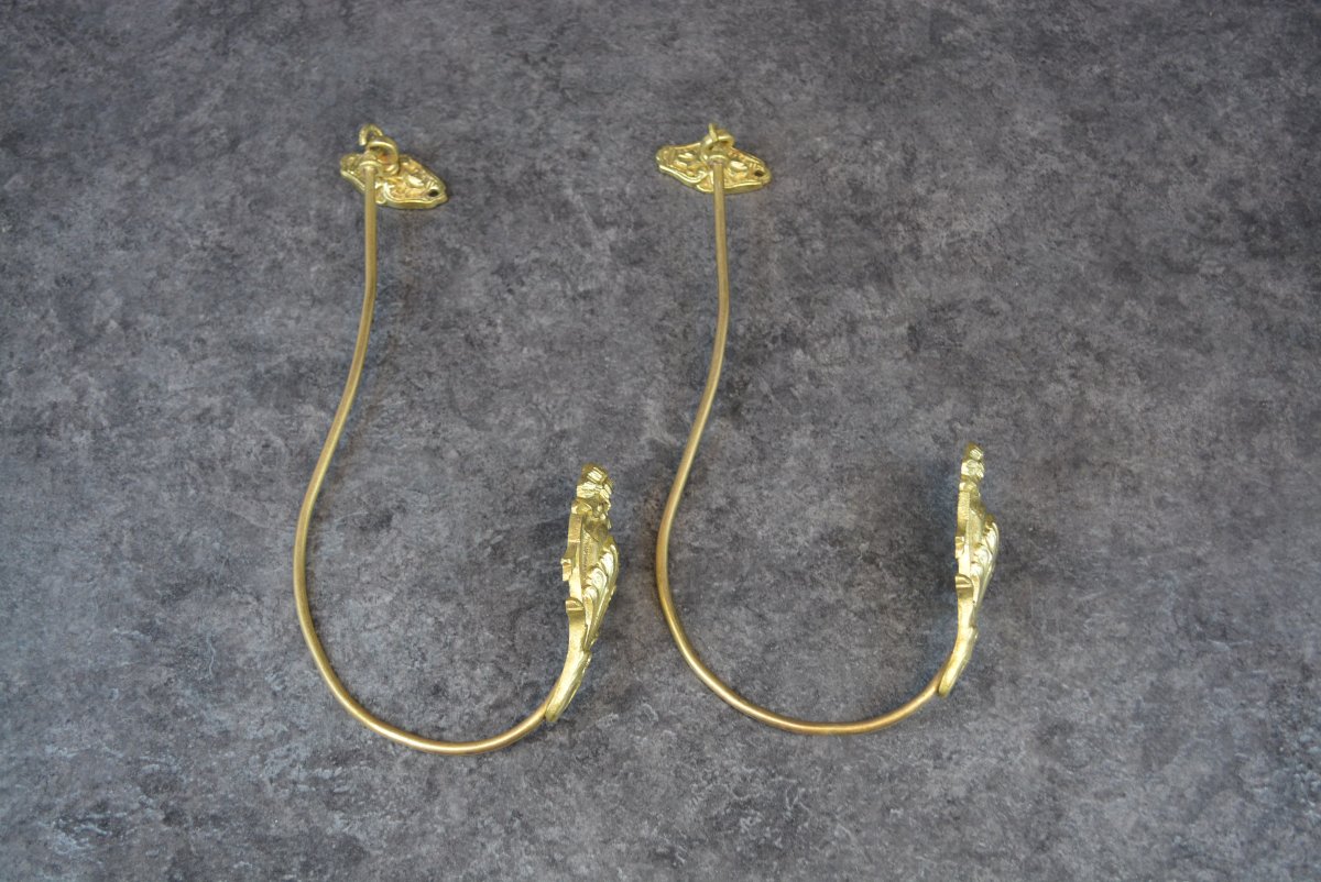 Paire d'Embrase En Bronze Doré Style Louis XVI-photo-3