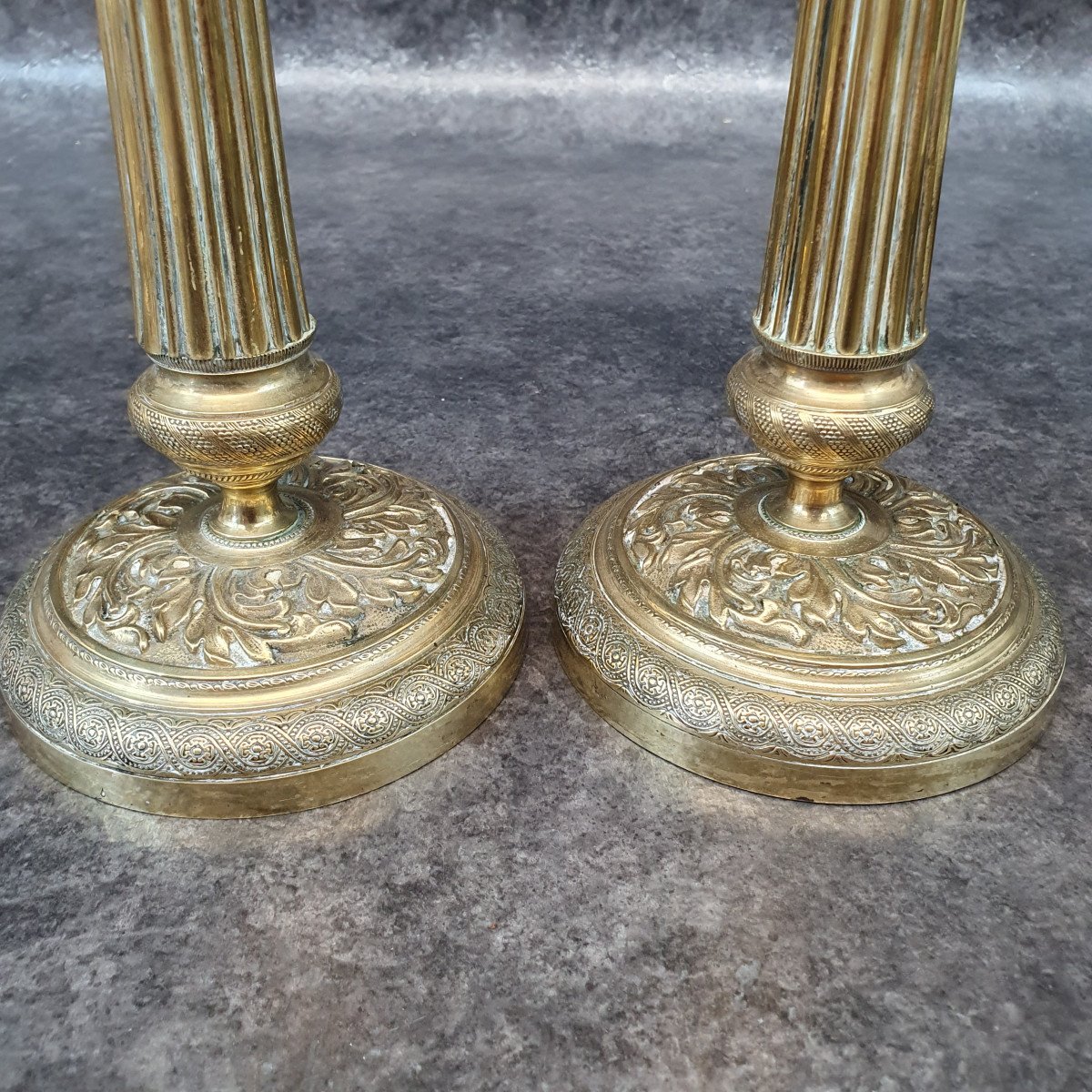 Pair Of Bronze Candleholders-photo-4