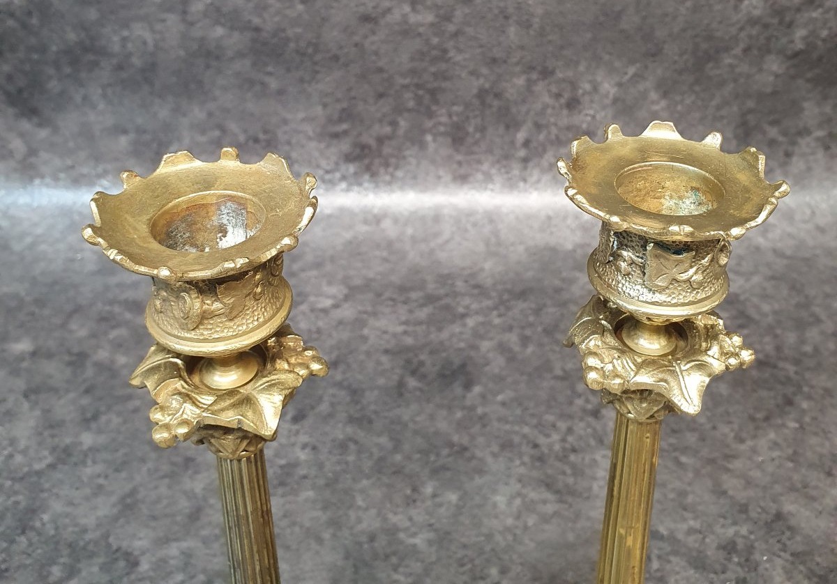 Paire De Bougeoir En Bronze patte de lion-photo-2