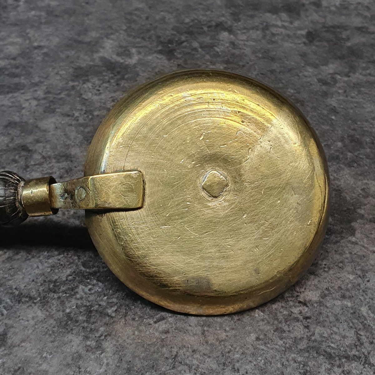 18th-century Folk Art Bronze Handheld Candleholder-photo-5