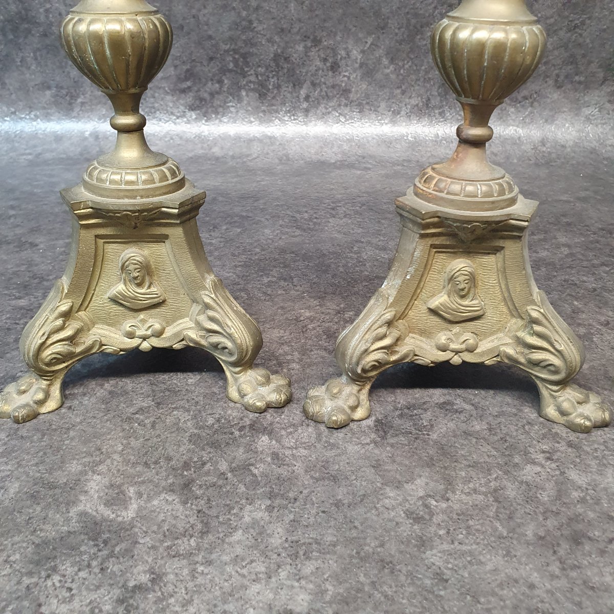 Pair Of 19th-century Religious Candleholders-photo-1