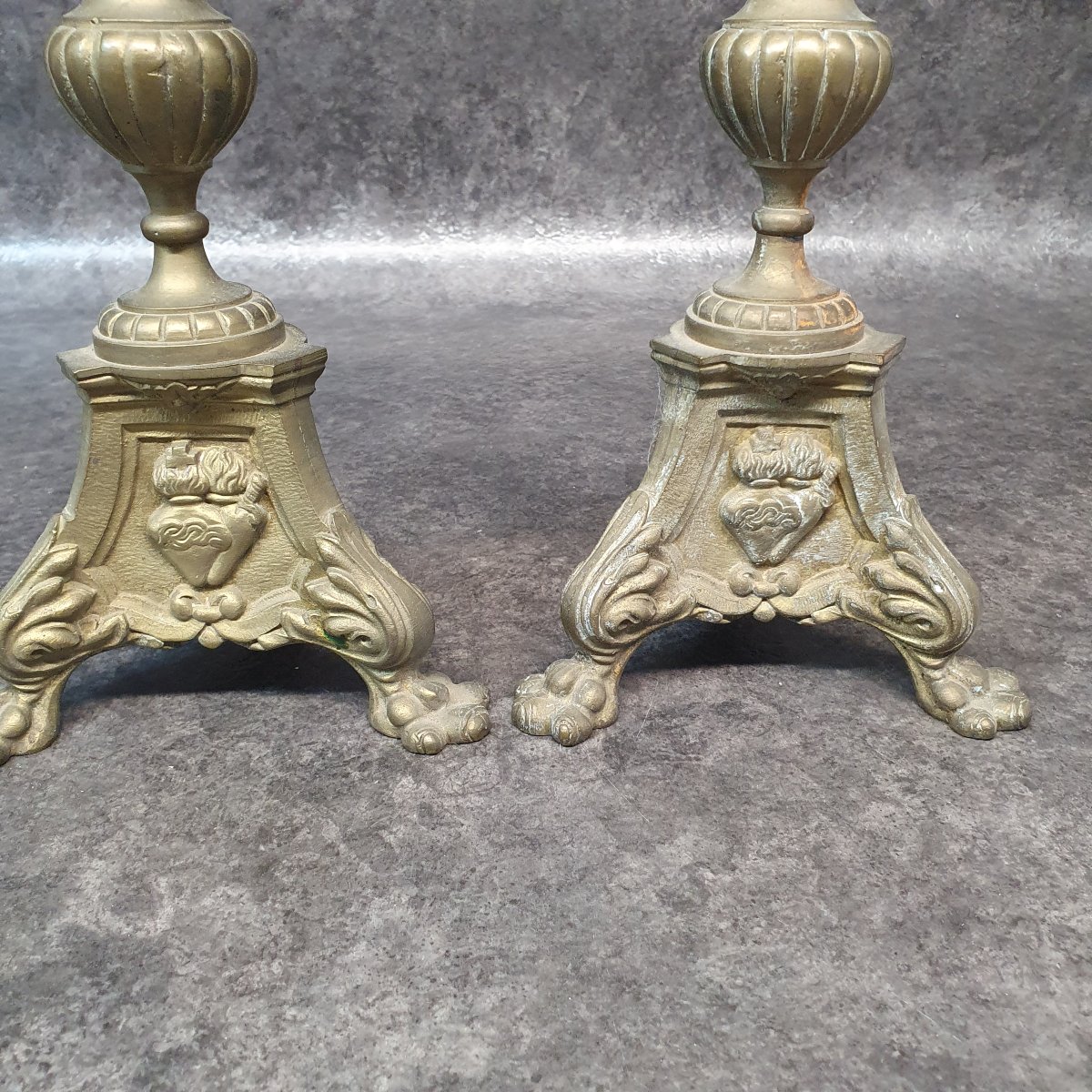 Pair Of 19th-century Religious Candleholders-photo-2