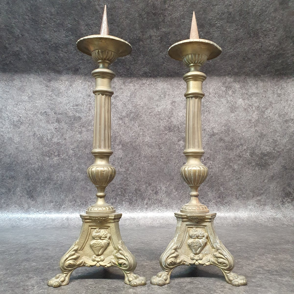 Pair Of 19th-century Religious Candleholders-photo-6