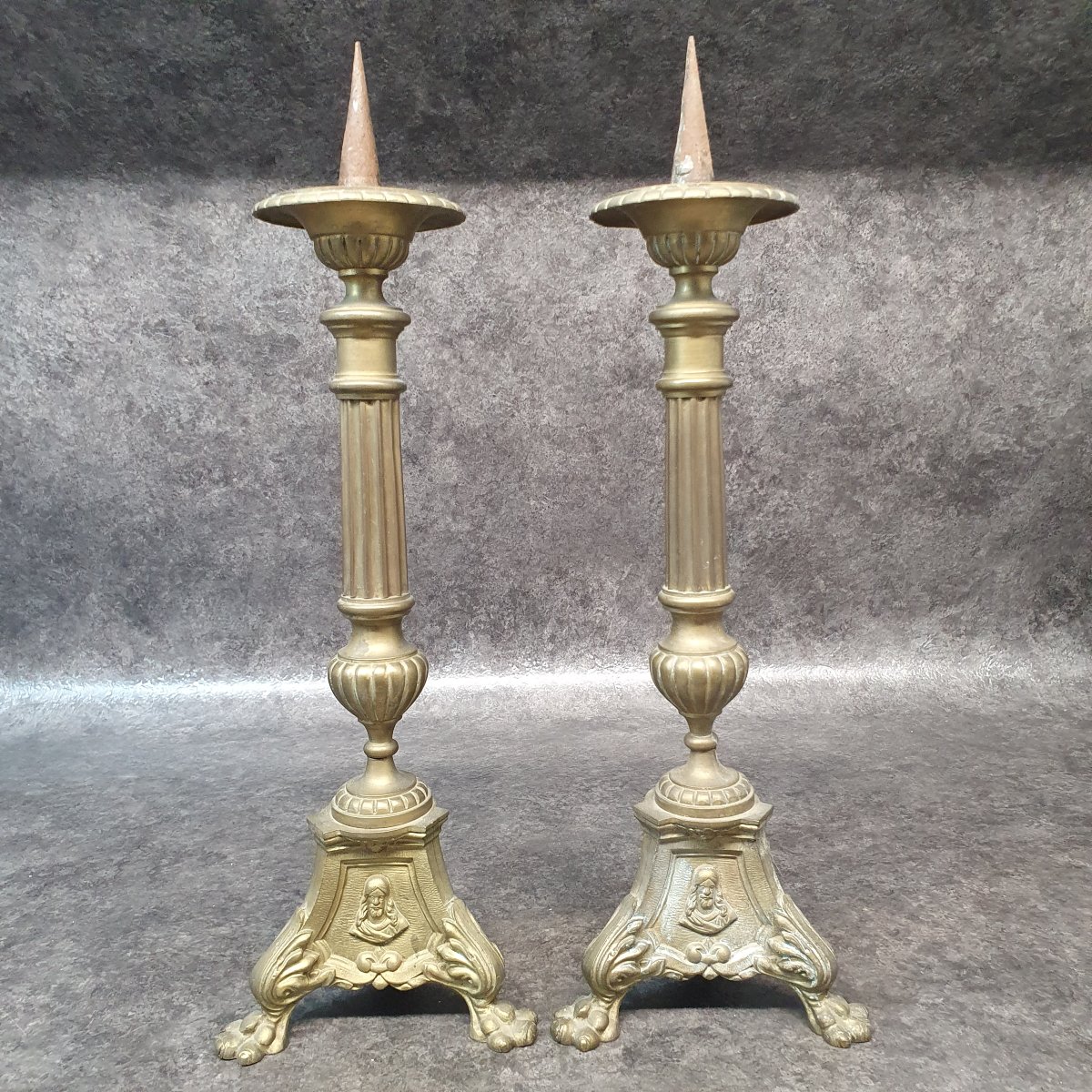 Pair Of 19th-century Religious Candleholders