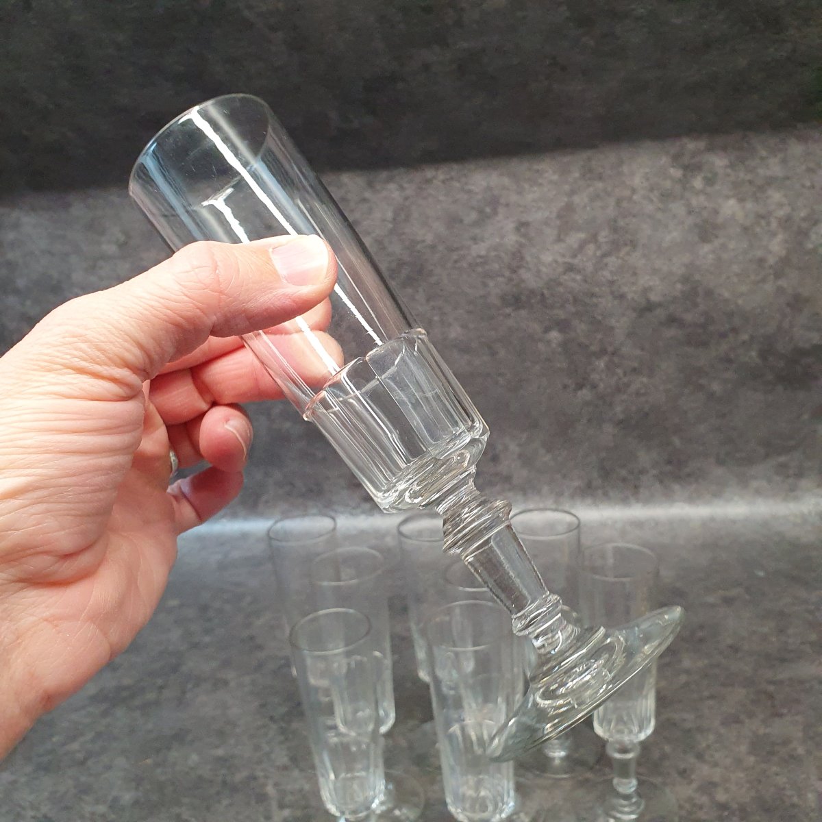 9 flutes à champagne XIX ème-photo-2