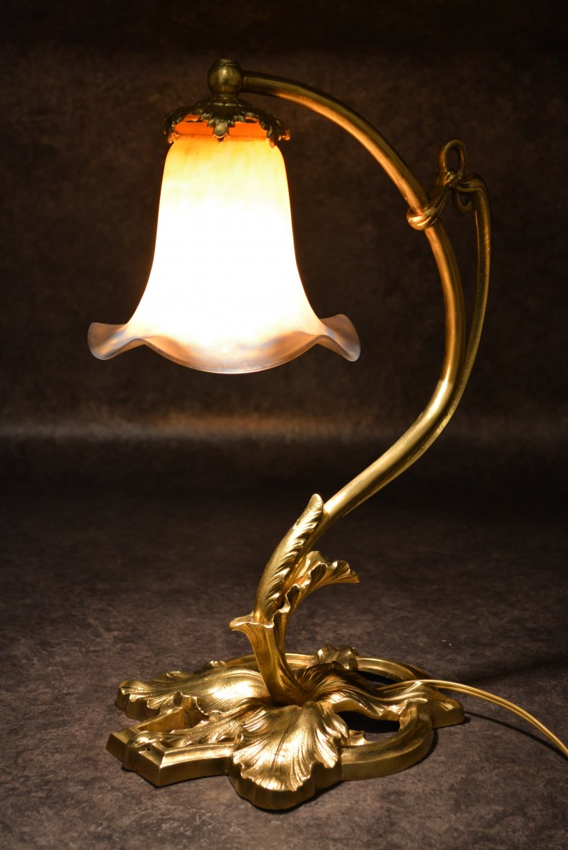 Muller Frères Auguste Delafontaine - Buffet table lamp - swan neck