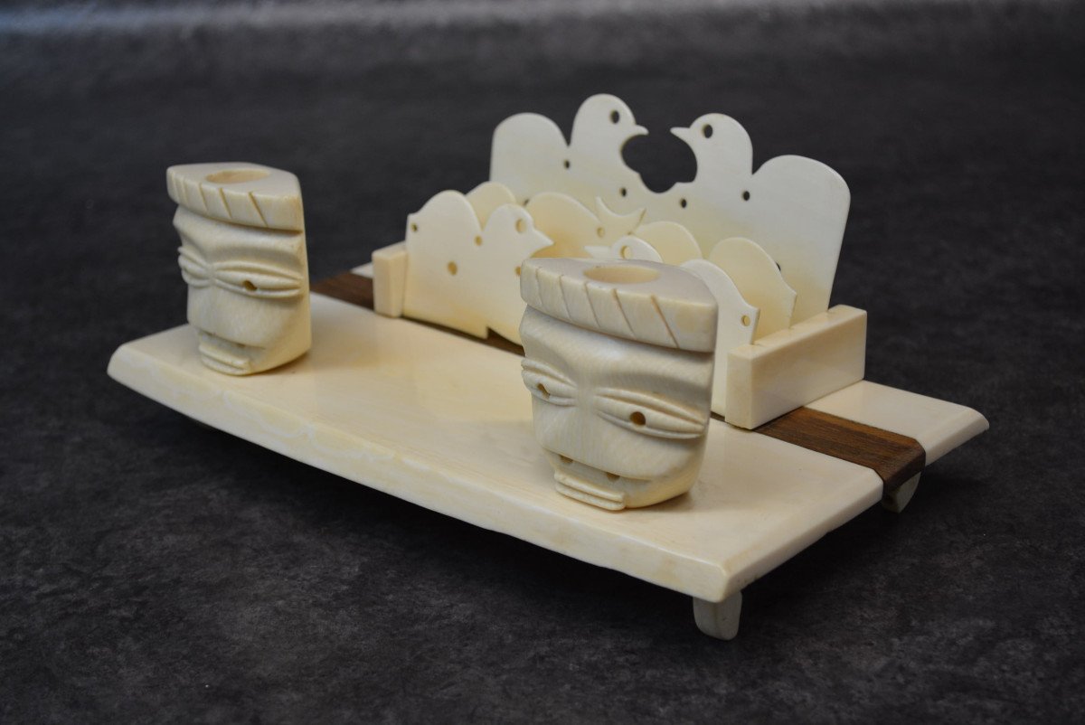 African Letter Holder In Ivory And Ebony-photo-2