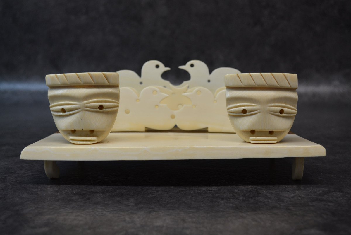 African Letter Holder In Ivory And Ebony-photo-3