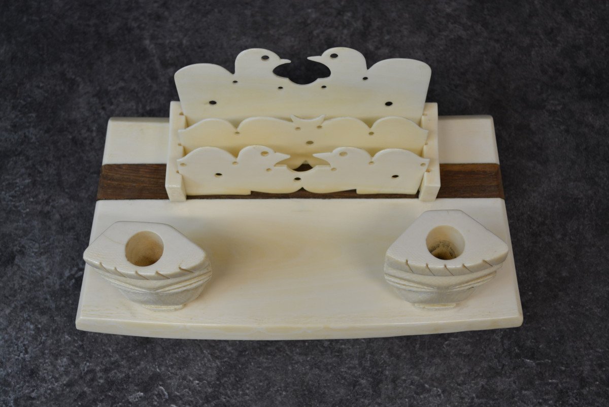 African Letter Holder In Ivory And Ebony-photo-5